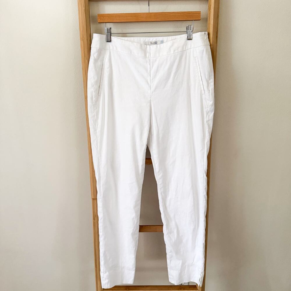 Boden Womens US 10 White Linen Blend Ankle Pants Straight Leg Summer Trousers
